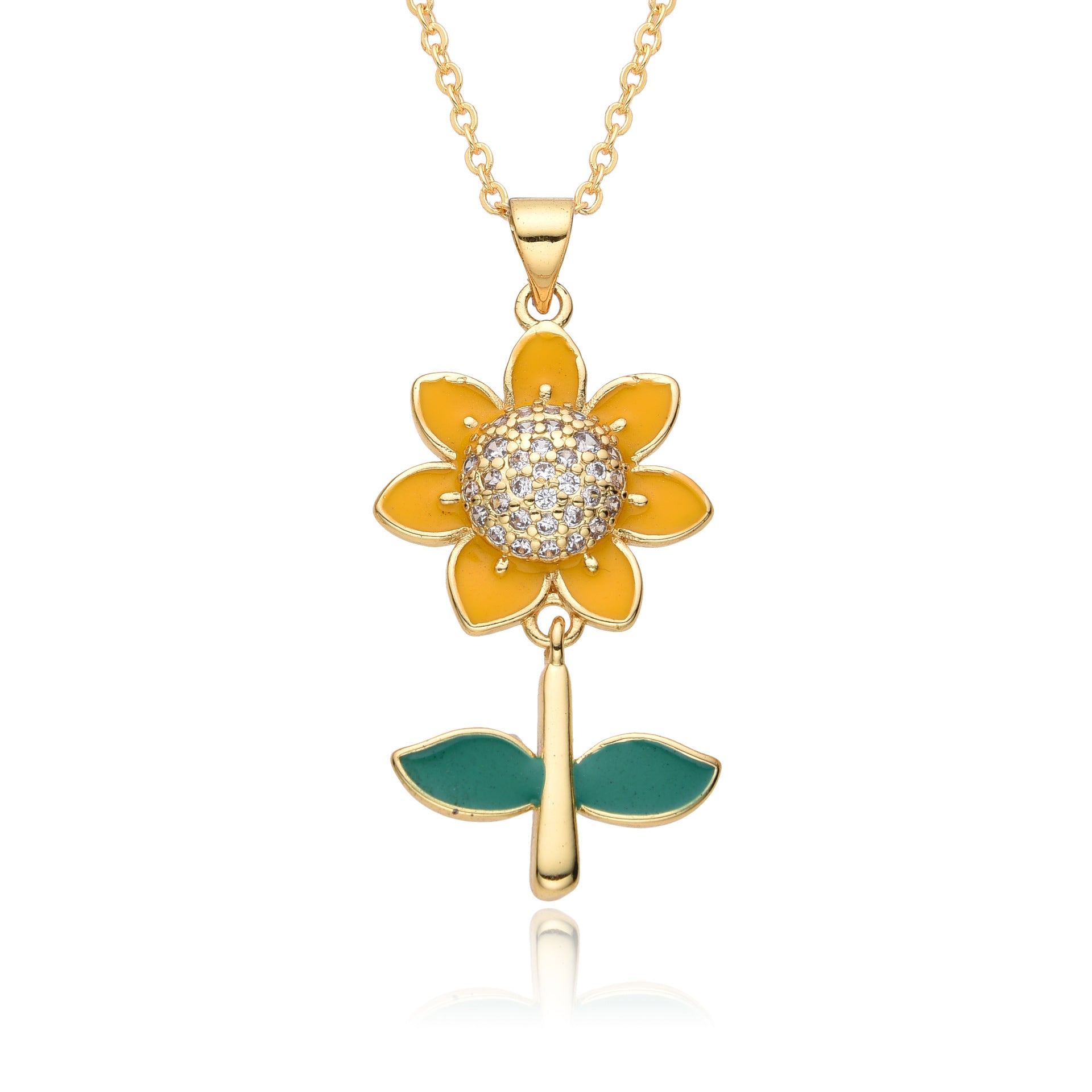 Wholesale Diamond Zircon Sunflower Flower Necklace